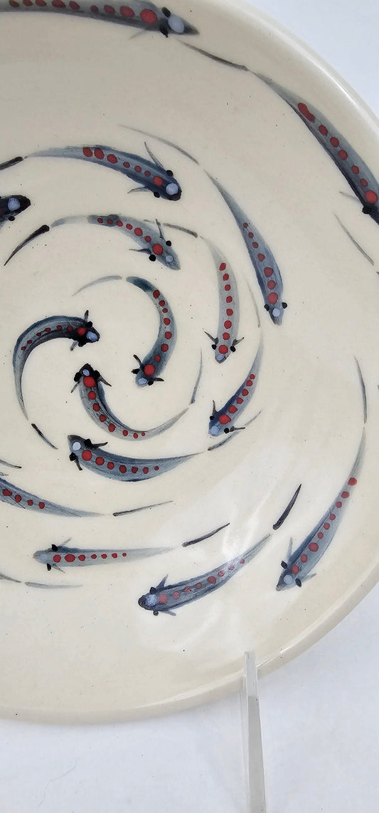 Schooling Fish Ceramic Bowl: Artistry of Kim and Elizabeth Stoneware Bowl Elizabeth Schowachert Art