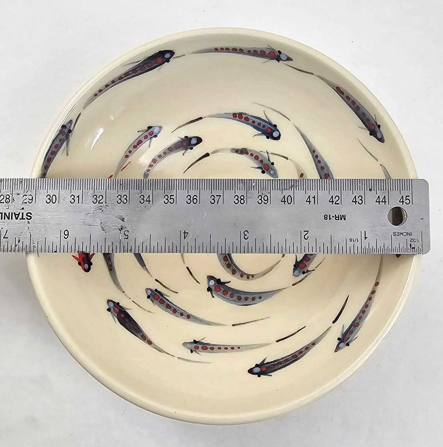 Schooling Fish Ceramic Bowl: Artistry of Kim and Elizabeth Stoneware Bowl Elizabeth Schowachert Art