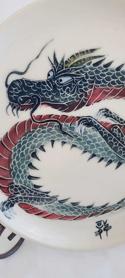 Stoneware Dragon Plate Ceramic & Pottery Glazes Elizabeth Schowachert Art