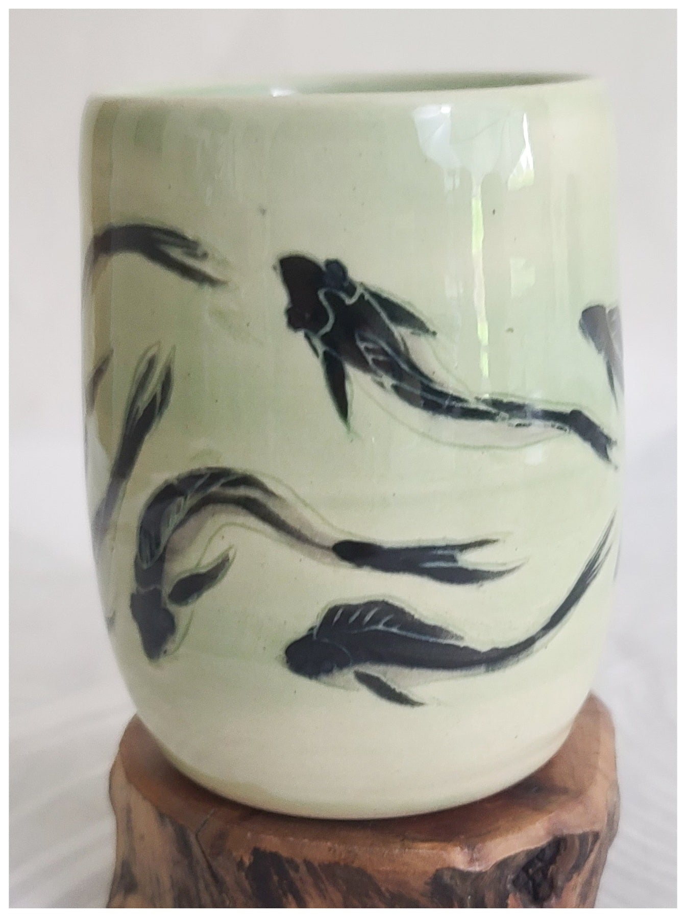 Stoneware Mug With Fish Image M3 Ceramic & Pottery Glazes Elizabeth Schowachert Art