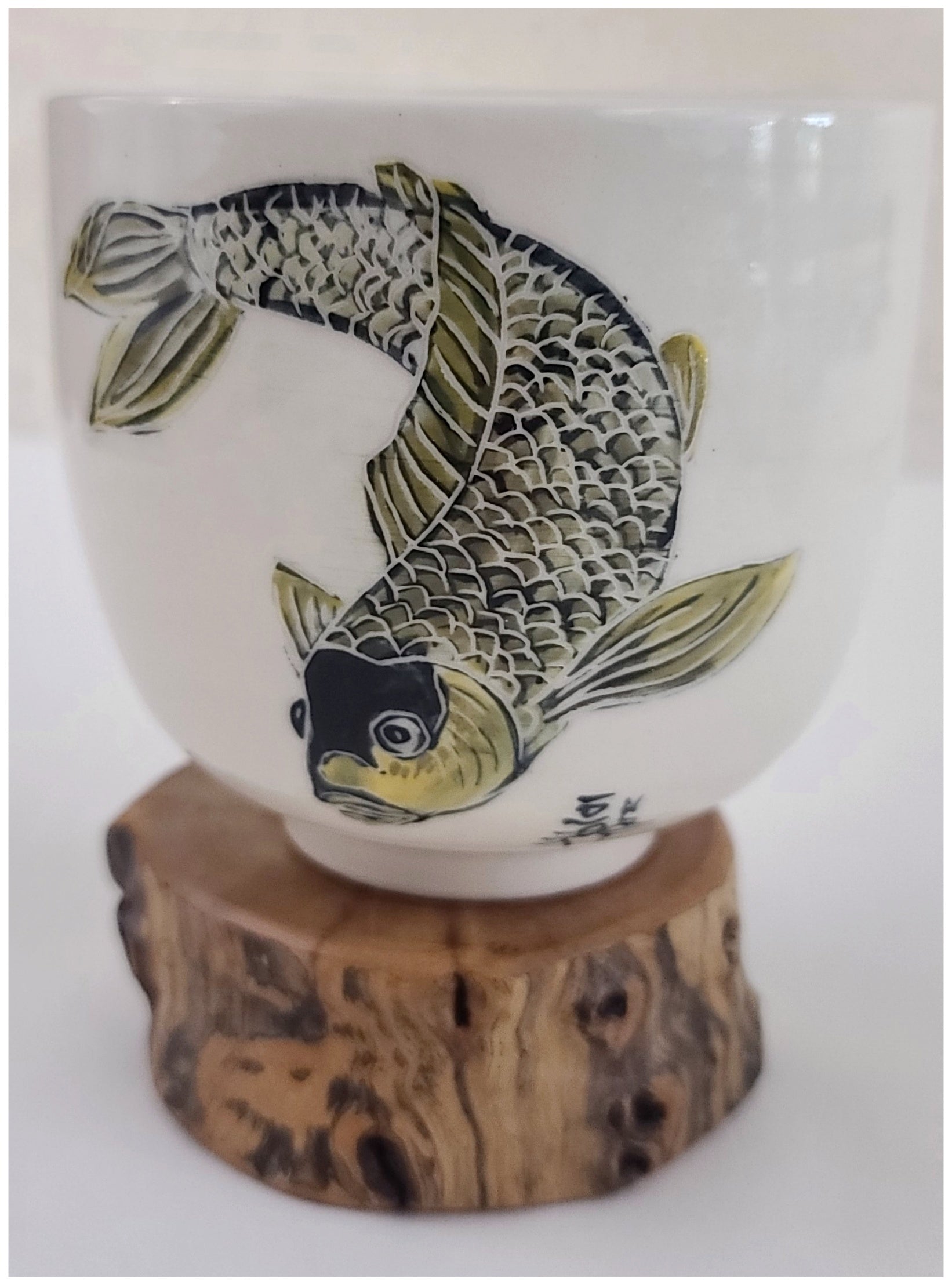 Stoneware Tea Bowl With Koi