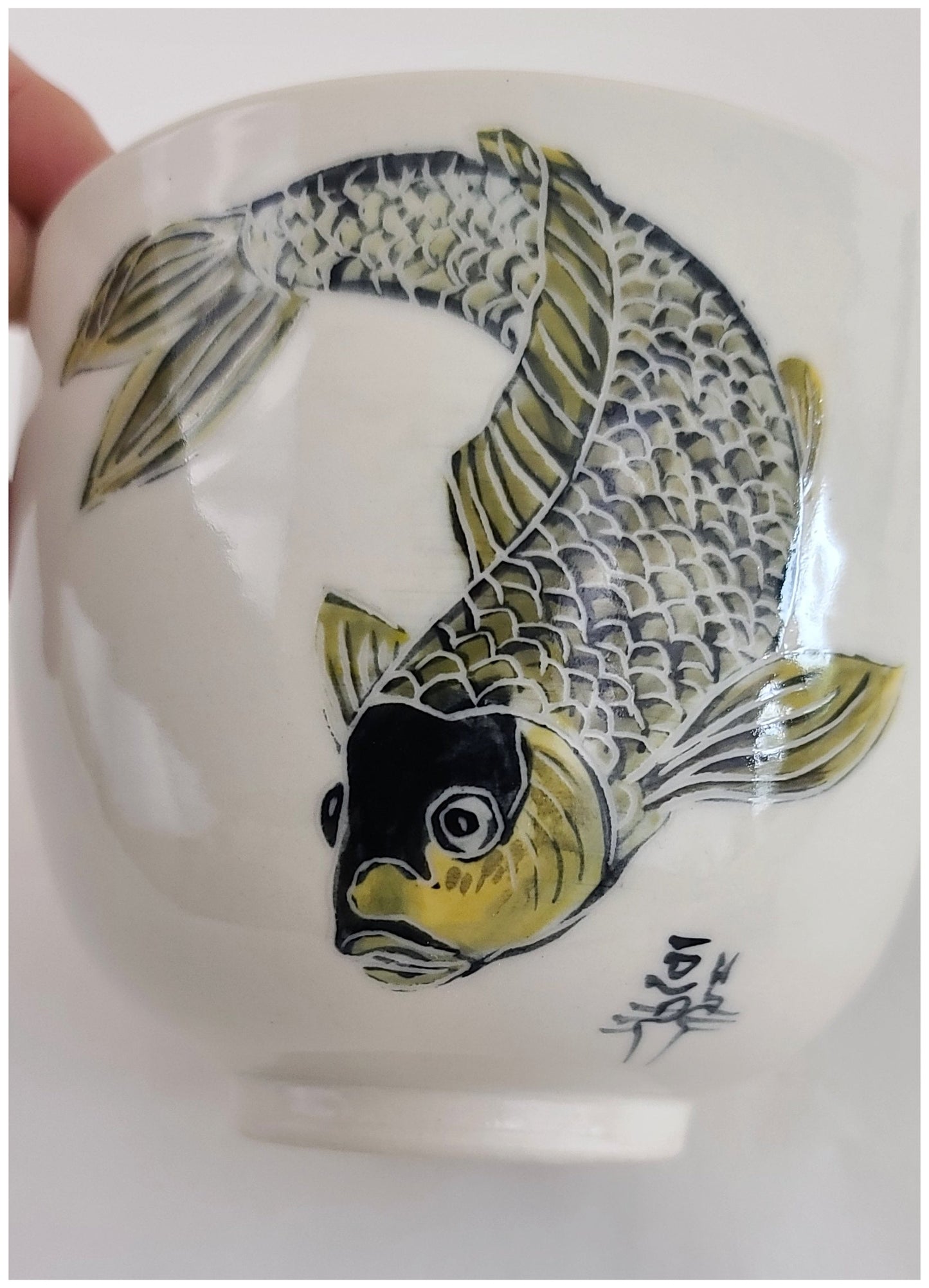 Stoneware Tea Bowl With Koi Ceramic & Pottery Glazes Elizabeth Schowachert Art