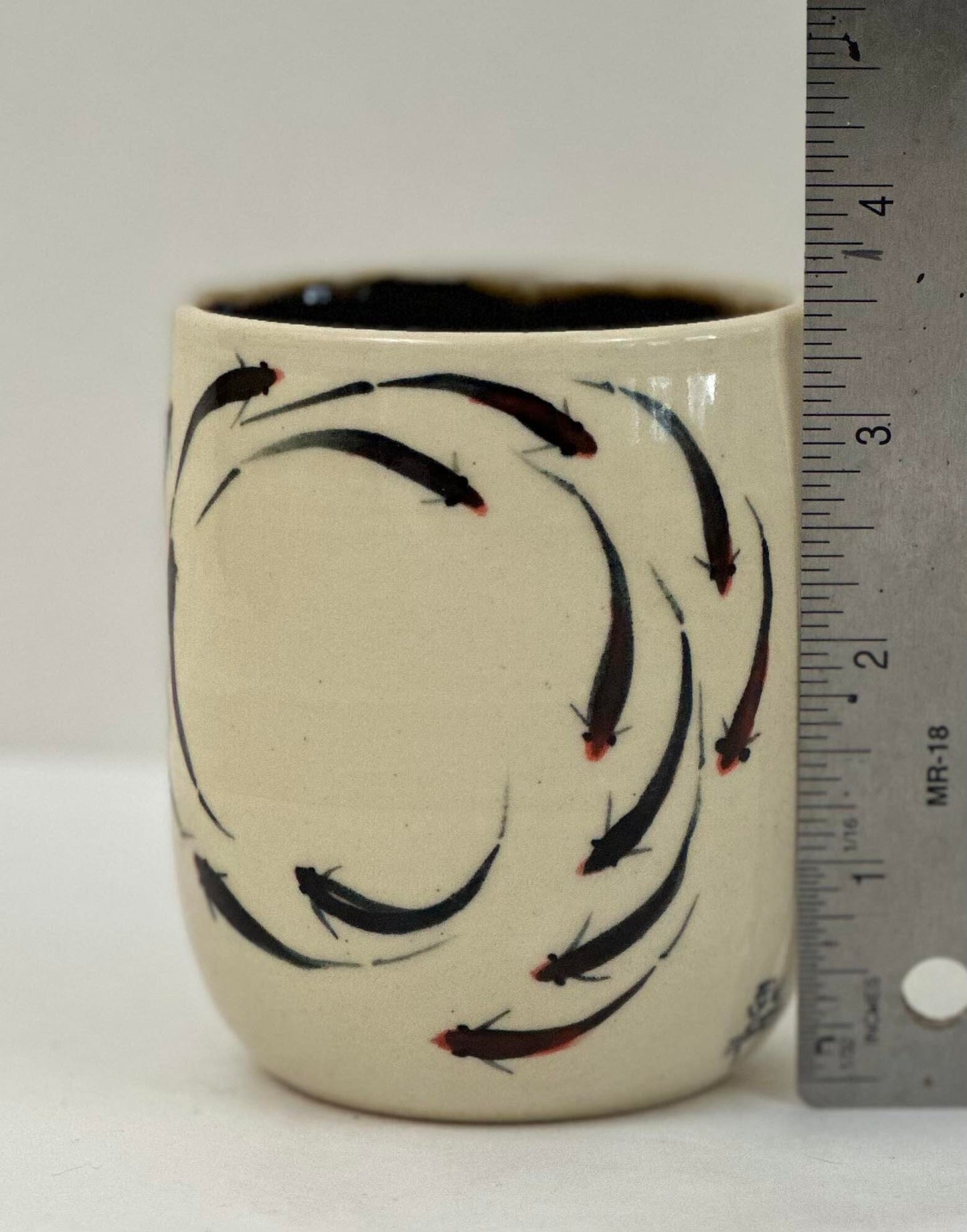 Stoneware Tumbler With Fish Image Ceramic & Pottery Glazes Elizabeth Schowachert Art