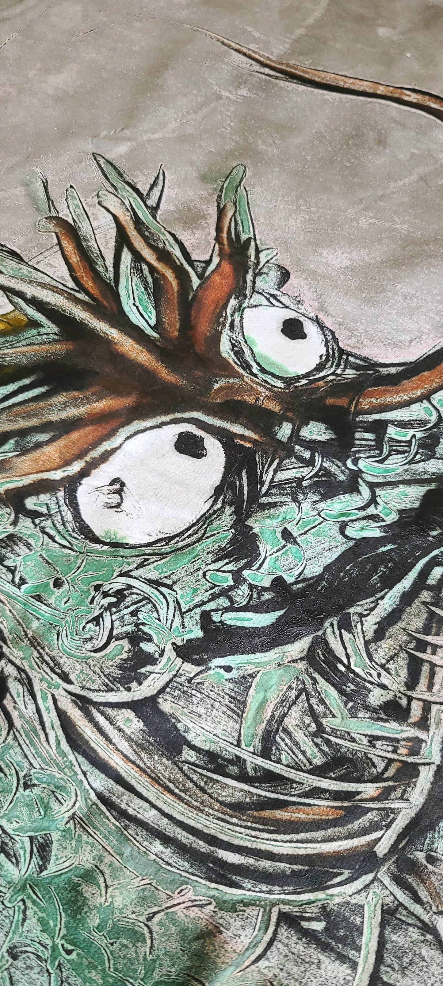 Water Dragon Encaustic Monotype Print Fine Art Elizabeth Schowachert Art