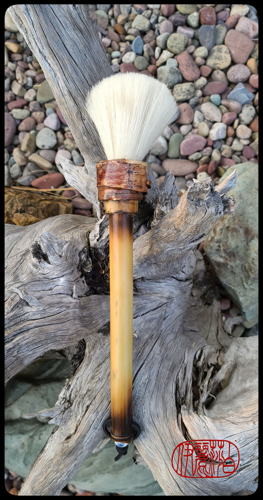 White Goat Hair Sumi-e Paint Brush With Curled White Birch Bark Ferrule Art Supplies Elizabeth Schowachert Art