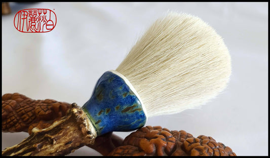 White Horsehair Mop Paintbrush with Deer Antler Handle Art Supplies Elizabeth Schowachert Art