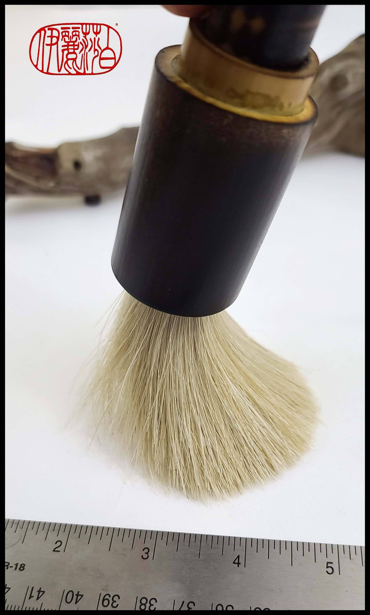 White Horsehair Paint Brush with Striped Bamboo Handle Art Supplies Elizabeth Schowachert Art