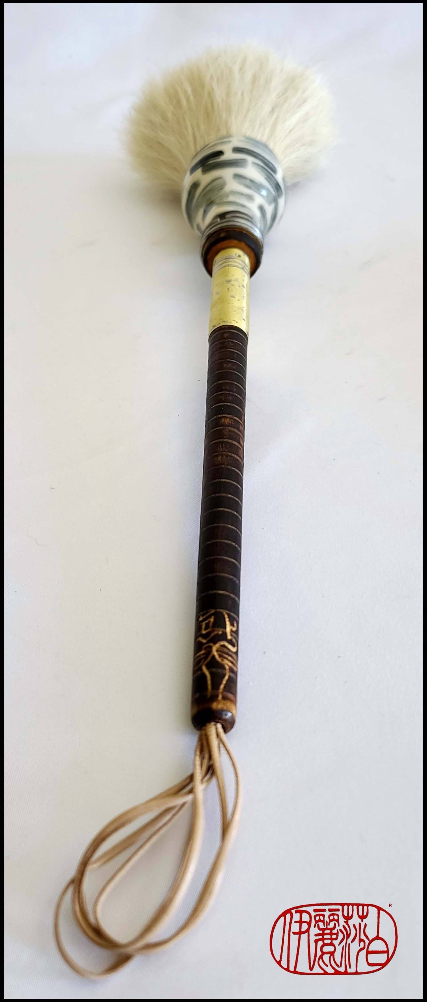 White Horsehair Paint Brush with Wood Bobbin Handle and Ceramic Ferrule Art Supplies Elizabeth Schowachert Art