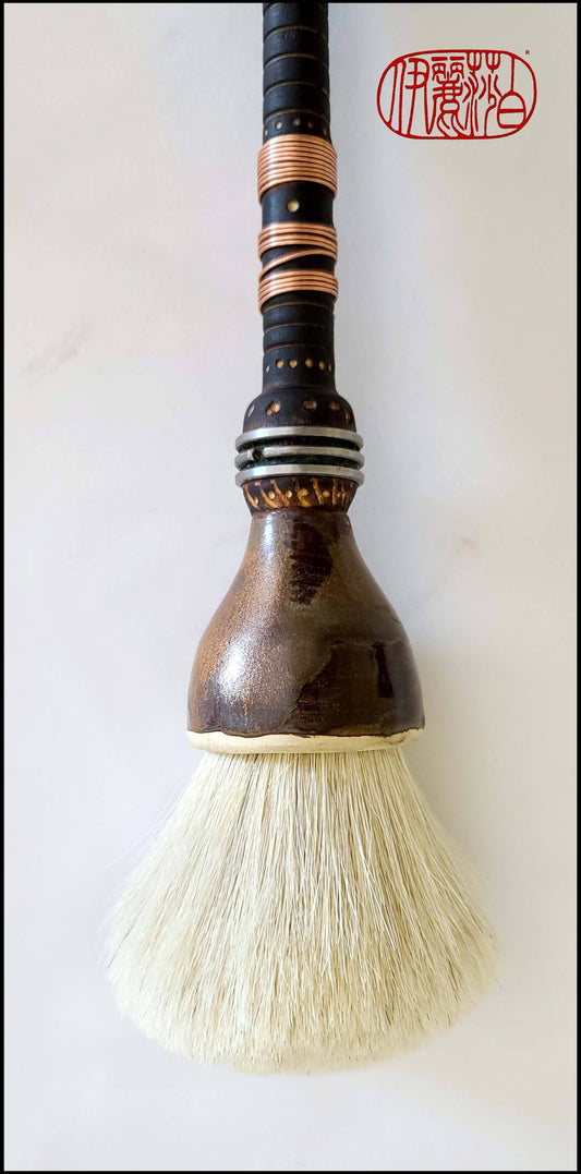 White Horsehair Paint Brush with Wood Bobbin Handle Art Supplies Elizabeth Schowachert Art