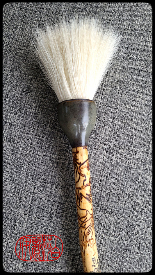 White Horsehair Sumi-e Paint Brush With Ceramic Ferrule Art Supplies Elizabeth Schowachert Art