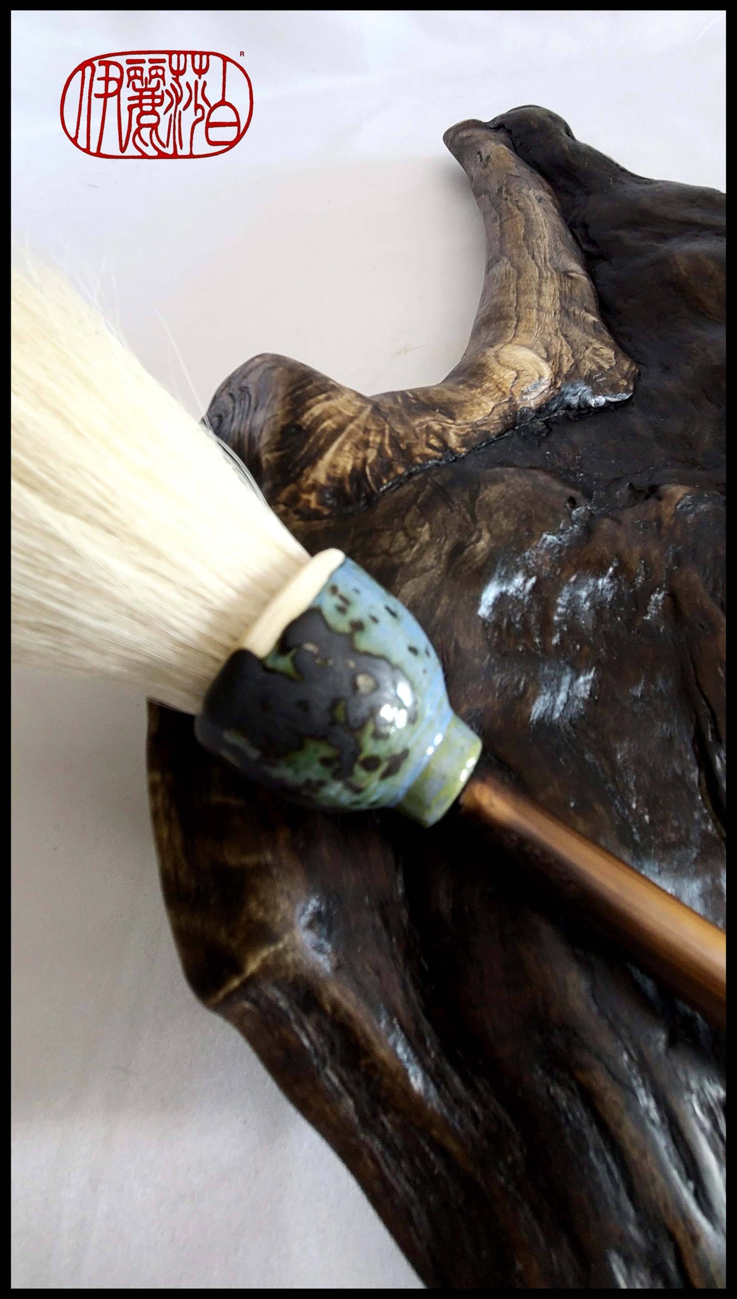 White Horsehair Sumi-e Paint Brush with Ceramic Ferrule Art Supplies Elizabeth Schowachert Art