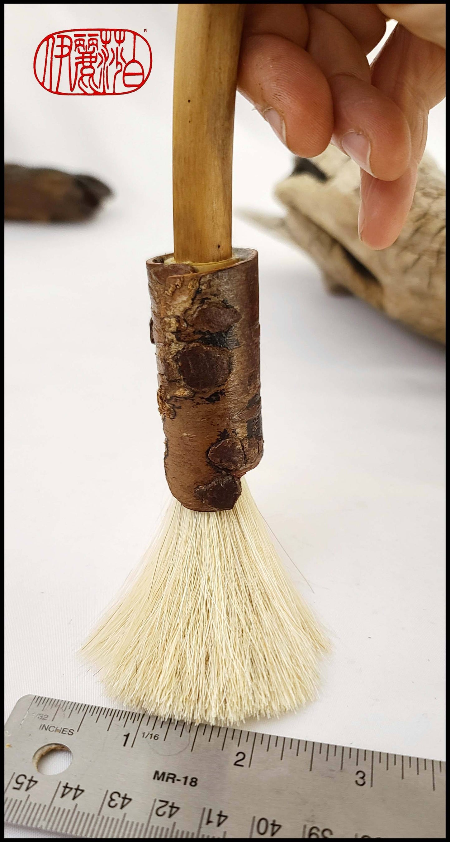 White Horsehair Sumi-e Paint Brush with Driftwood Handle Art Supplies Elizabeth Schowachert Art