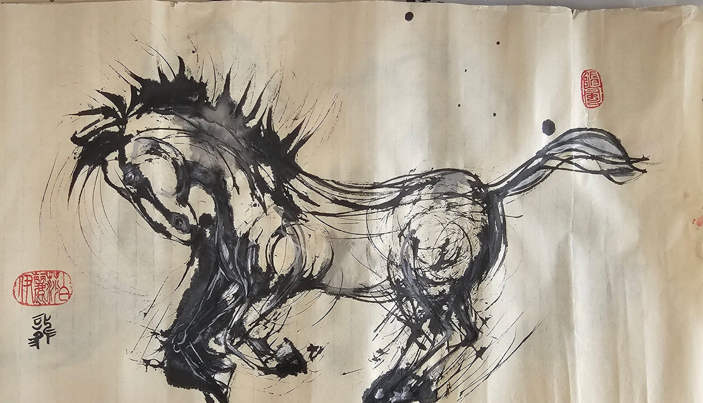 "Wild 7" Ink on Paper Original Artwork Fine Art ink painting Elizabeth Schowachert Art