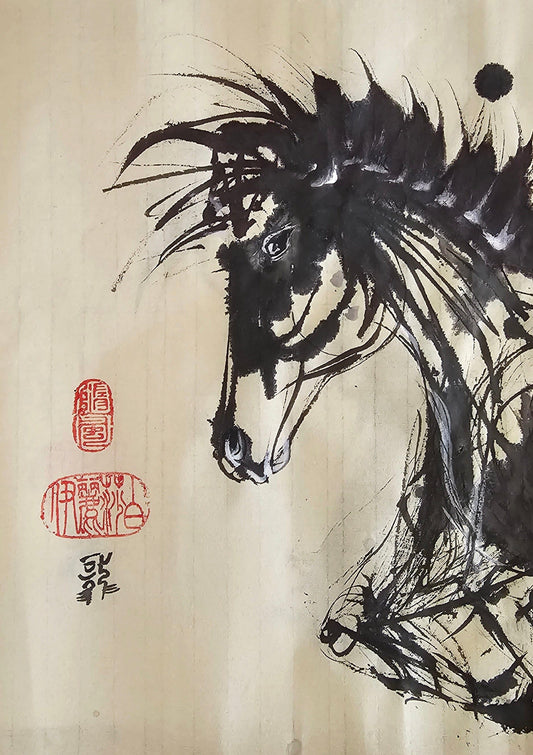 "Wild 8" Ink on Paper Original Artwork Fine Art ink painting Elizabeth Schowachert Art