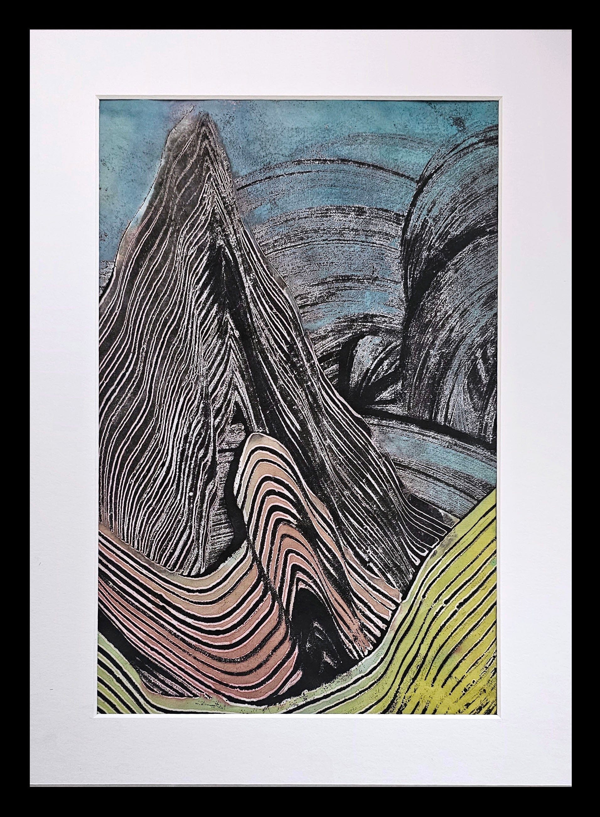 11X14" Diptych Encaustic Monotype - "Valley Whispers" Artwork Elizabeth Schowachert Art