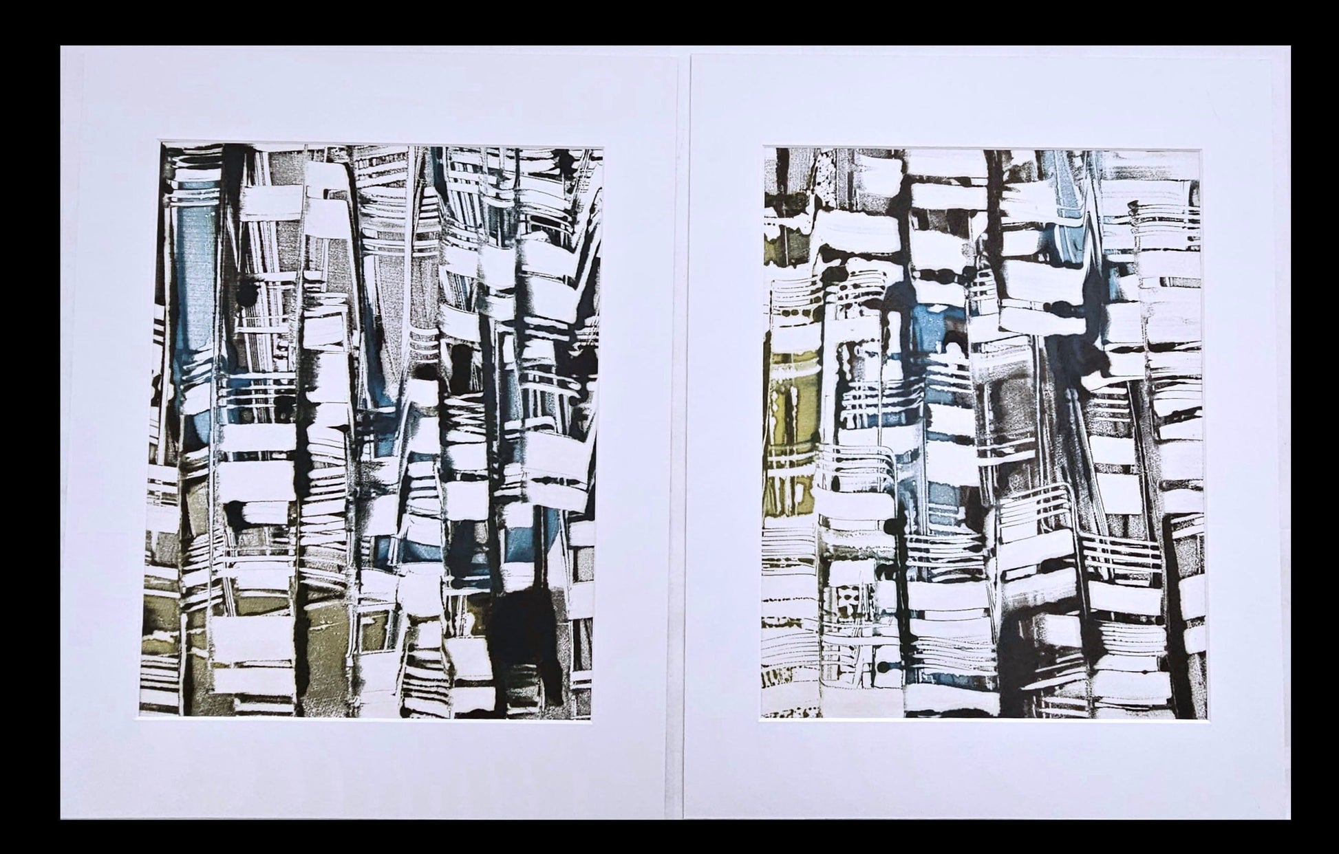 14X18"" Diptych Encaustic Monotype - "Skylines" Artwork Elizabeth Schowachert Art