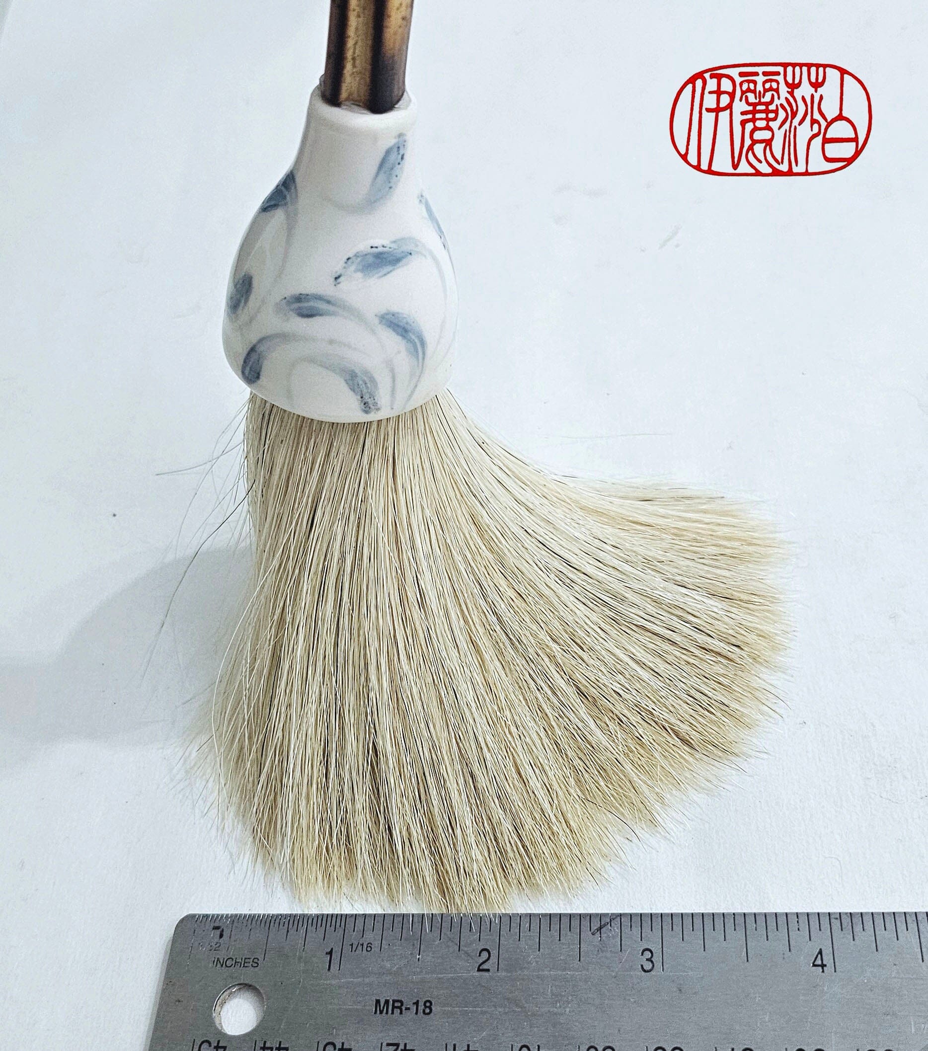 3.75" White Horsehair Sumi-e Paint Brush With Ceramic Ferrule Paint Brush Elizabeth Schowachert Art