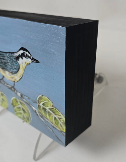 4" x 6" Original Nuthatch Painting on Cradled Wood Panel – Acrylic Fine Art Elizabeth Schowachert