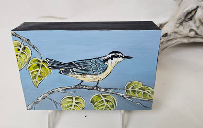4" x 6" Original Nuthatch Painting on Cradled Wood Panel – Acrylic Fine Art Elizabeth Schowachert