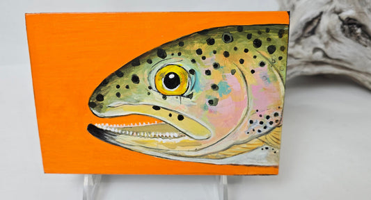 4" x 6" Original Rainbow Trout Painting #2 on Cradled Wood Panel – Acrylic Fine Art Elizabeth Schowachert