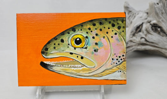 4" x 6" Original Rainbow Trout Painting #2 on Cradled Wood Panel – Acrylic Fine Art Elizabeth Schowachert