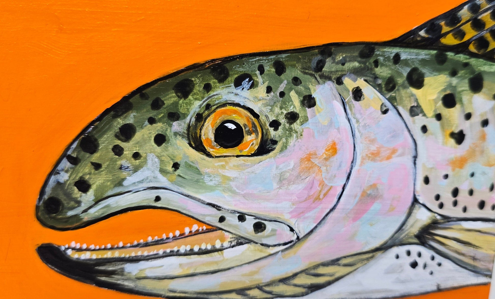 4" x 6" Original Rainbow Trout Painting on Cradled Wood Panel – Acrylic Fine Art Elizabeth Schowachert