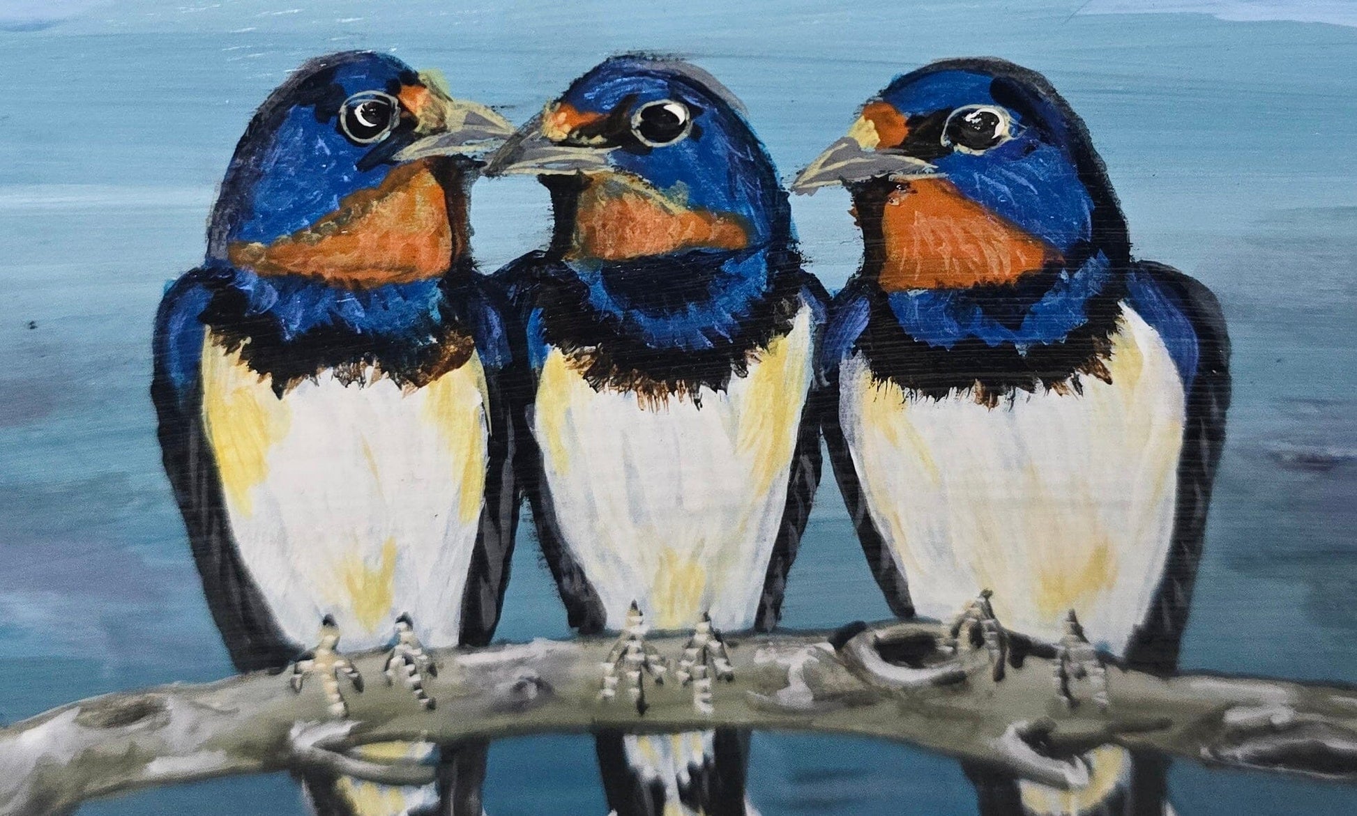 4" x 6" Original Swallow Painting on Cradled Wood Panel – Acrylic Fine Art Elizabeth Schowachert