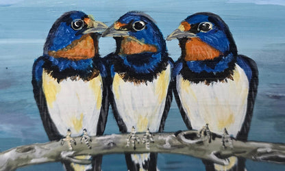 4" x 6" Original Swallow Painting on Cradled Wood Panel – Acrylic Fine Art Elizabeth Schowachert