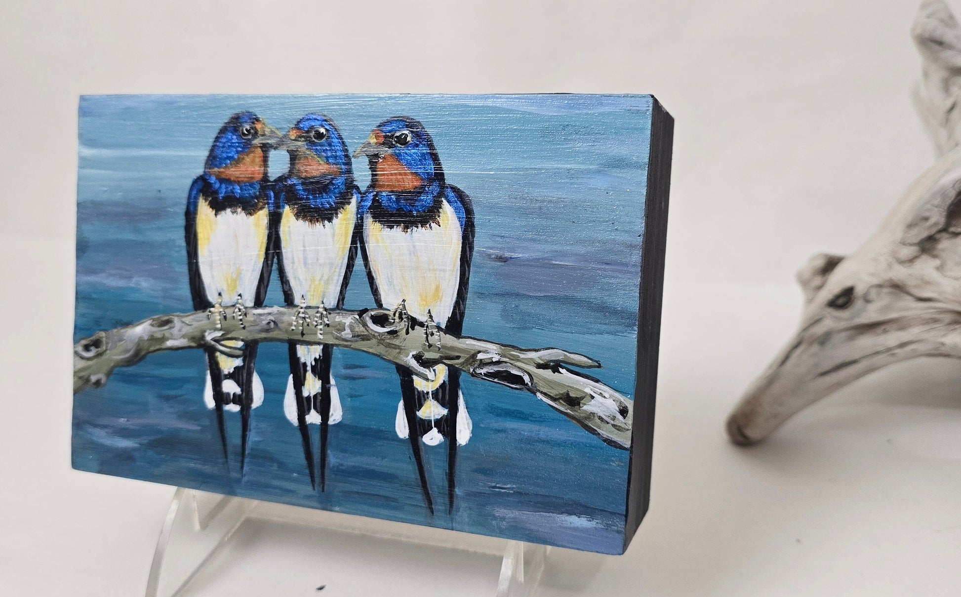 4" x 6" Original Swallow Painting on Cradled Wood Panel – Acrylic Fine Art Elizabeth Schowachert