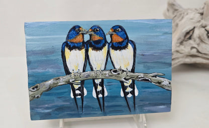 4" x 6" Original Swallow Painting on Cradled Wood Panel – Acrylic Fine Art Elizabeth Schowachert