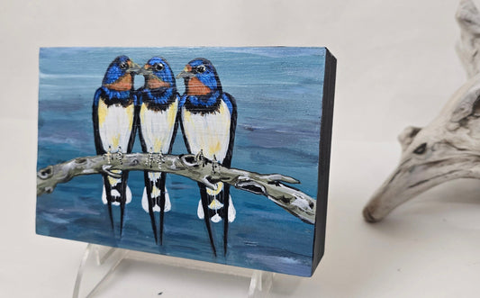 4" x 6" Original Swallow Painting on Cradled Wood Panel – Acrylic Fine Art Elizabeth Schowachert