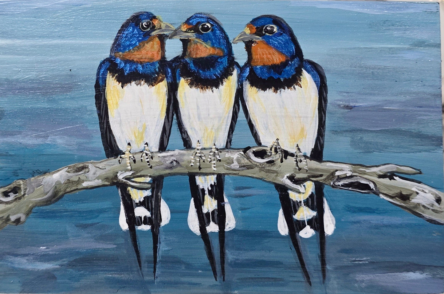 4" x 6" Original Swallow Painting on Cradled Wood Panel – Acrylic Fine Art Elizabeth Schowachert