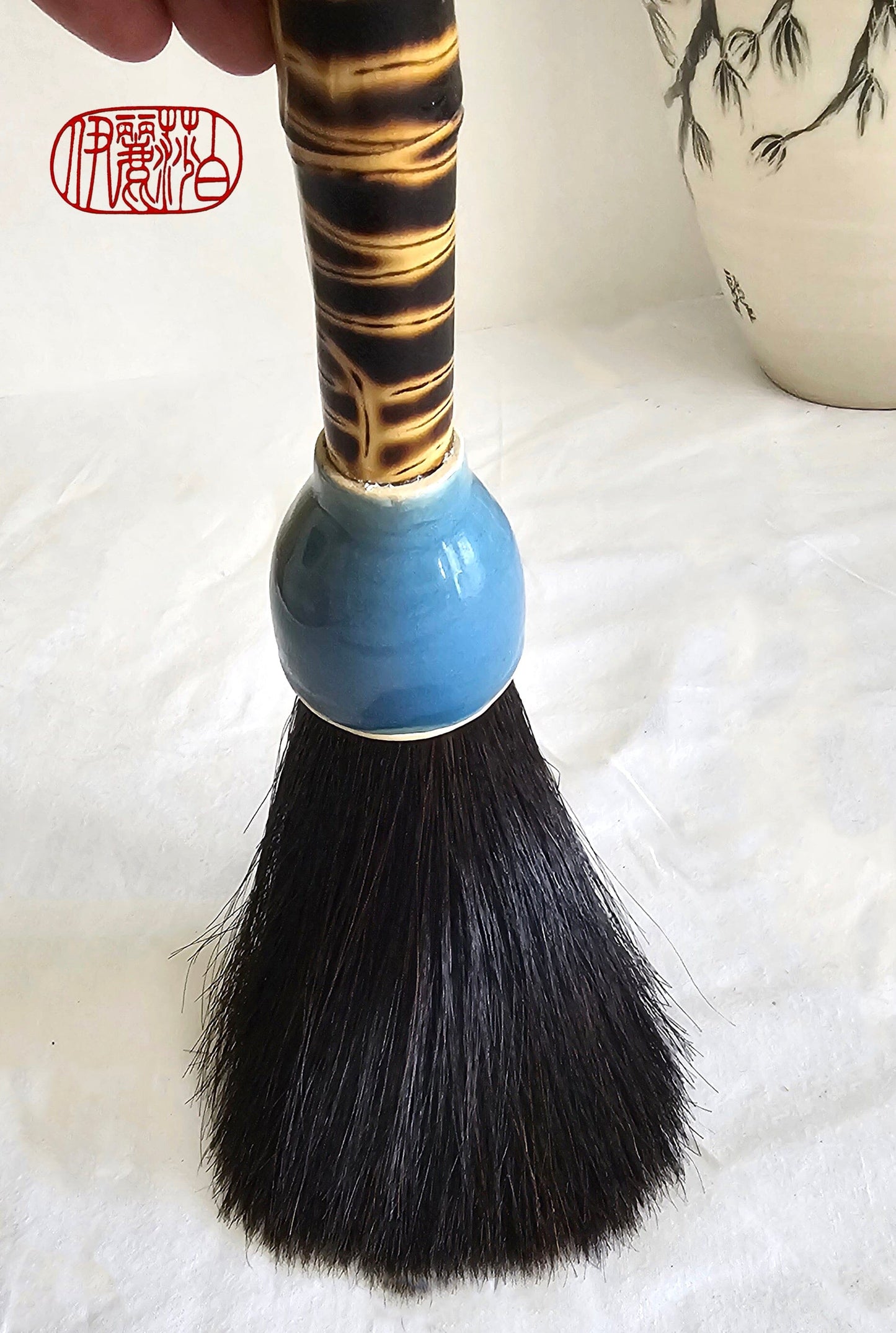 5" Black Horsehair Sumi-e Paint Brush With Ceramic Ferrule Paint Brush Elizabeth Schowachert Art
