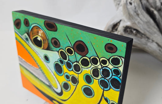 6" x 8" Original Rainbow Trout Painting on Cradled Wood Panel – Acrylic Fine Art Elizabeth Schowachert