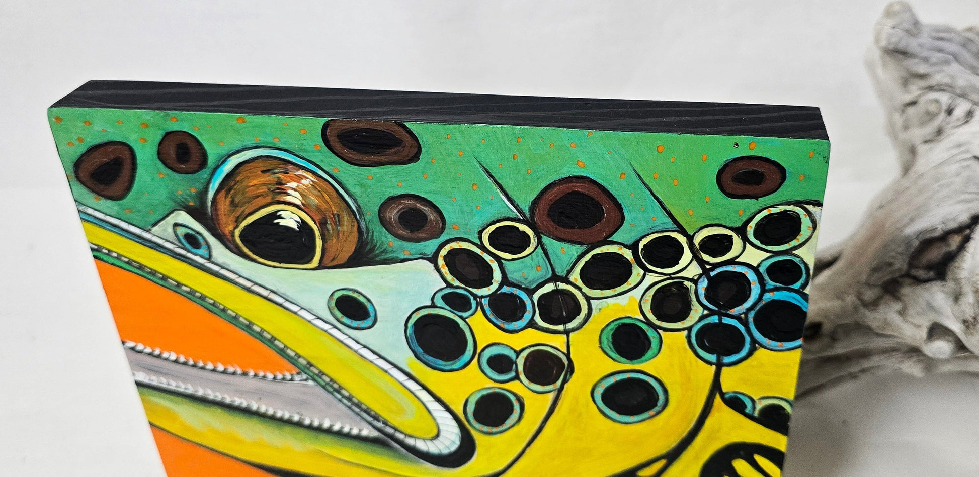 6" x 8" Original Rainbow Trout Painting on Cradled Wood Panel – Acrylic Fine Art Elizabeth Schowachert