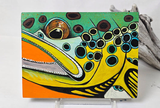 6" x 8" Original Rainbow Trout Painting on Cradled Wood Panel – Acrylic Fine Art Elizabeth Schowachert