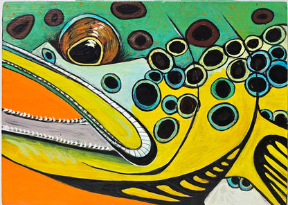 6" x 8" Original Rainbow Trout Painting on Cradled Wood Panel – Acrylic Fine Art Elizabeth Schowachert