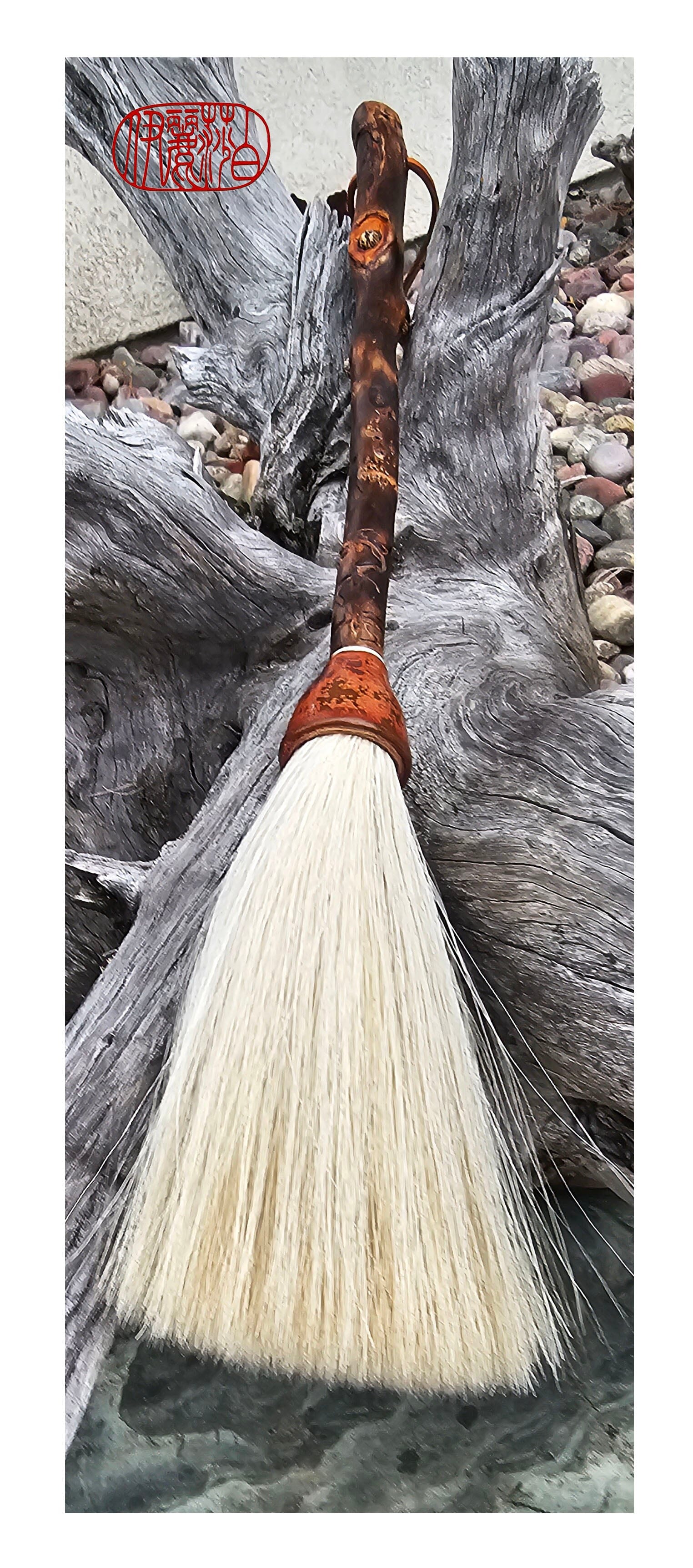 6.5" White Horsehair Sumi-e Paint Brush With Ceramic Ferrule Art Supplies Elizabeth Schowachert Art