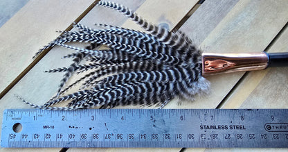 Barbed Rooster Feather Brush – Polished Copper Ferrule, Black Bamboo Handle Elizabeth Schowachert Art