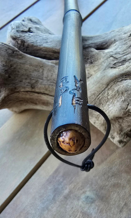 Barbed Rooster Feather Brush – Polished Copper Ferrule, Black Bamboo Handle Elizabeth Schowachert Art