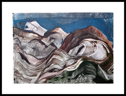 Below the Ridgeline — Encaustic Monotype on Handmade Asian Paper – 30" x 22") Artwork Elizabeth Schowachert Art