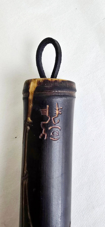 Black Bamboo Horsehair Brush — Engraved Bamboo Design Sumi-e Paintbrush Elizabeth Schowachert Art