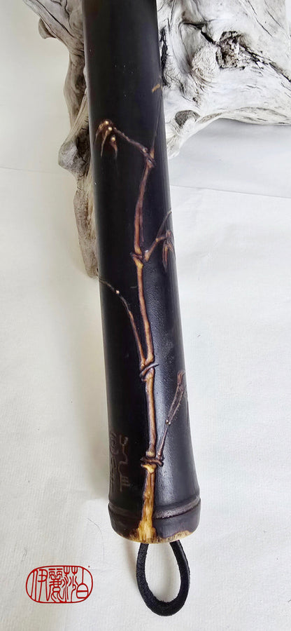 Black Bamboo Horsehair Brush — Engraved Bamboo Design Sumi-e Paintbrush Elizabeth Schowachert Art