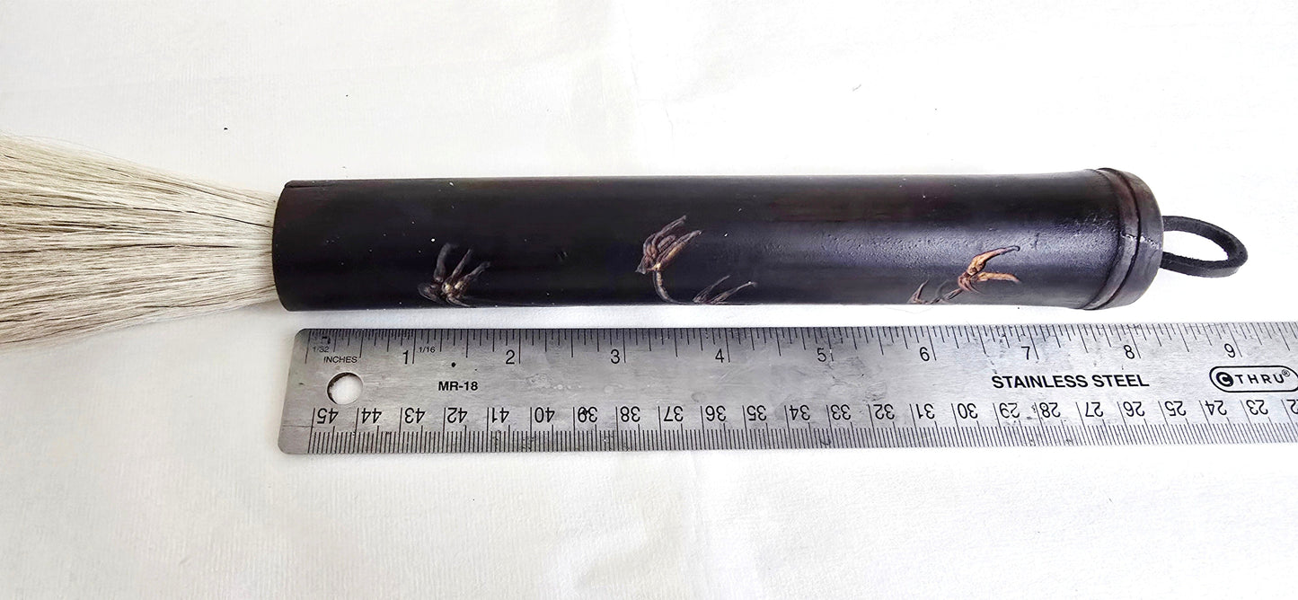 Black Bamboo Horsehair Brush — Engraved Bamboo Design Sumi-e Paintbrush Elizabeth Schowachert Art