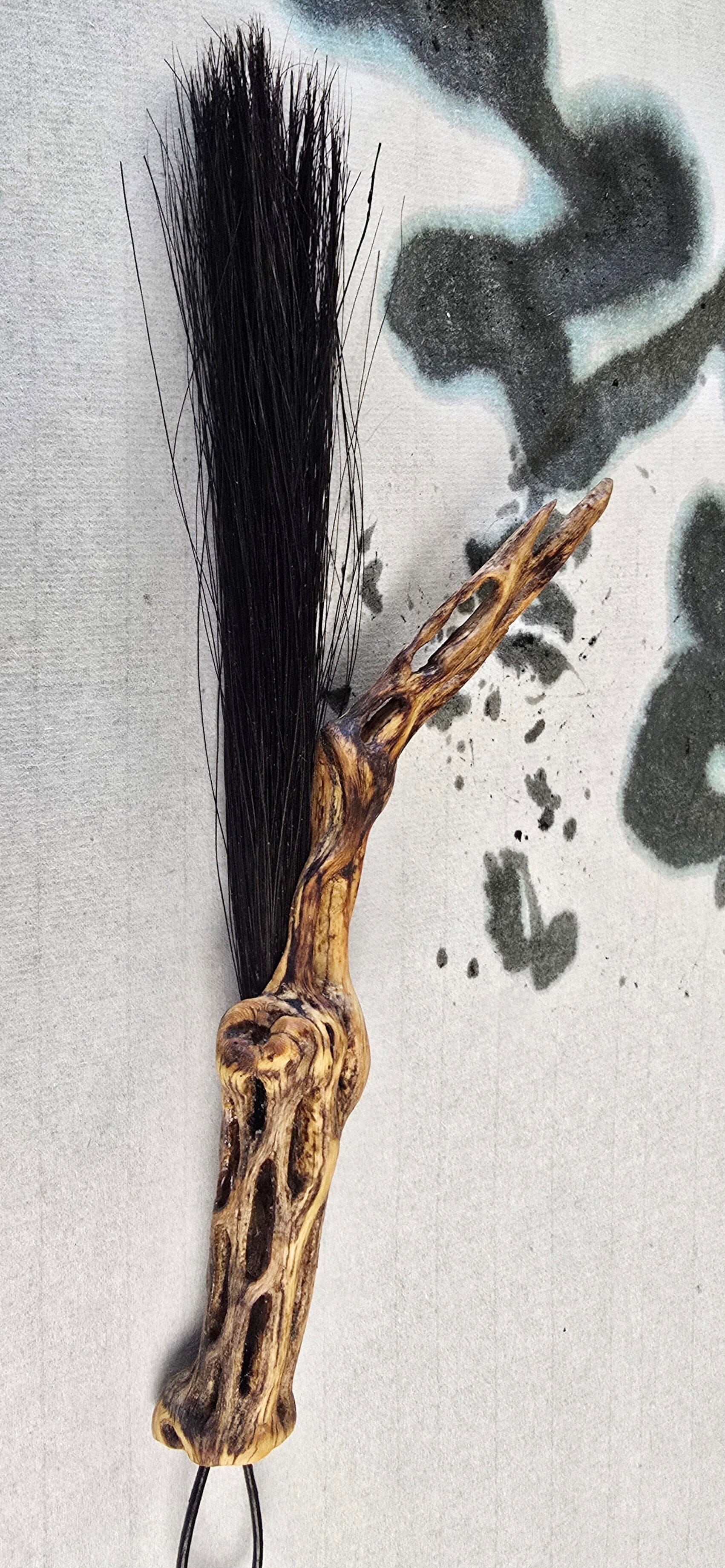 Black Horsehair Brush with Cholla Cactus Handle Elizabeth Schowachert Art