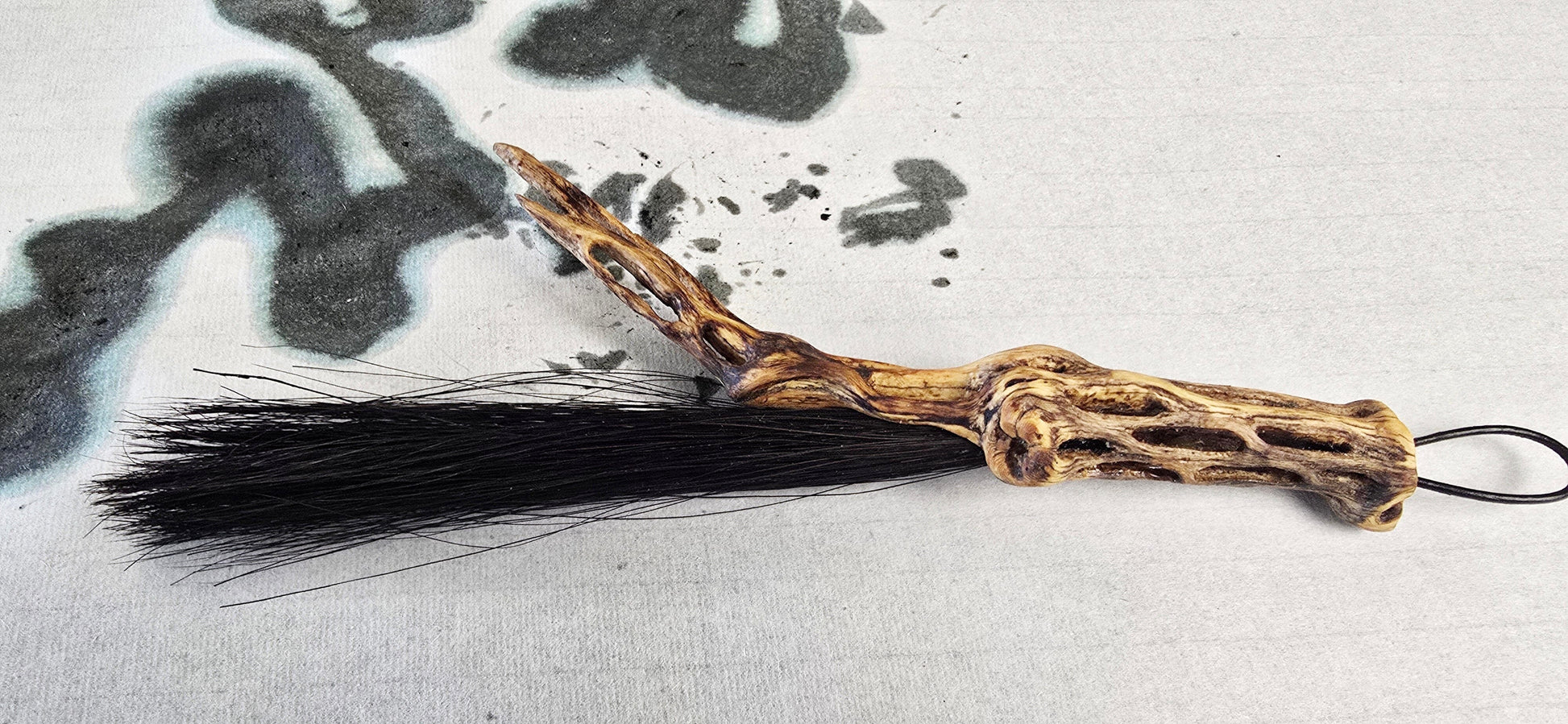 Black Horsehair Brush with Cholla Cactus Handle Elizabeth Schowachert Art