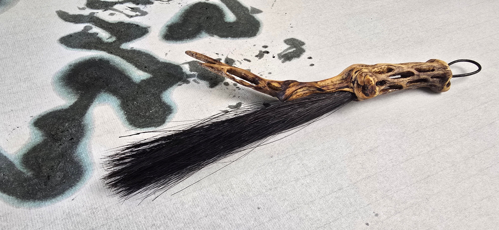 Black Horsehair Brush with Cholla Cactus Handle Elizabeth Schowachert Art