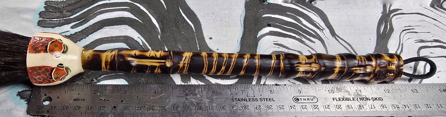 Black Horsehair Brush with Thrown Ceramic Ferrule &amp; Bamboo Handle Paintbrush Elizabeth Schowachert Art