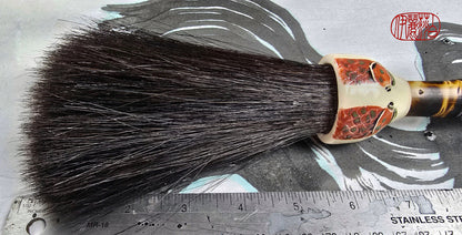 Black Horsehair Brush with Thrown Ceramic Ferrule &amp; Bamboo Handle Paintbrush Elizabeth Schowachert Art