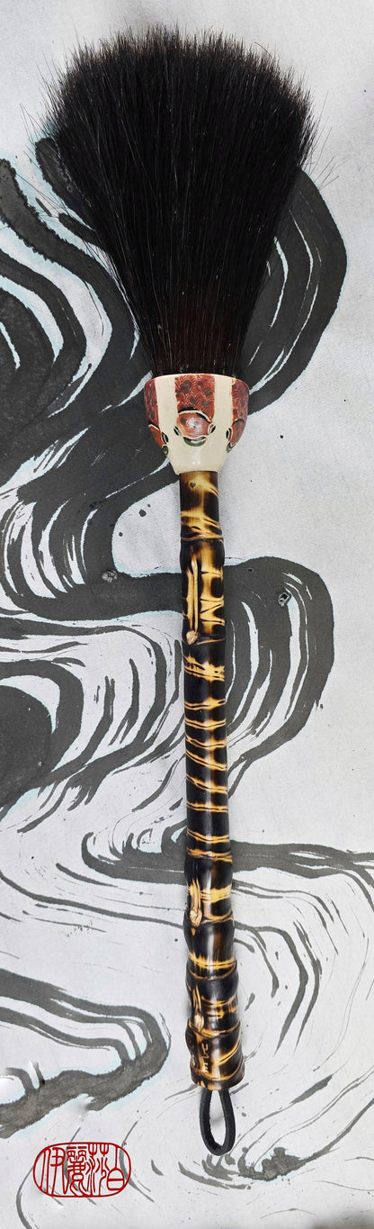 Black Horsehair Brush with Thrown Ceramic Ferrule &amp; Bamboo Handle Paintbrush Elizabeth Schowachert Art